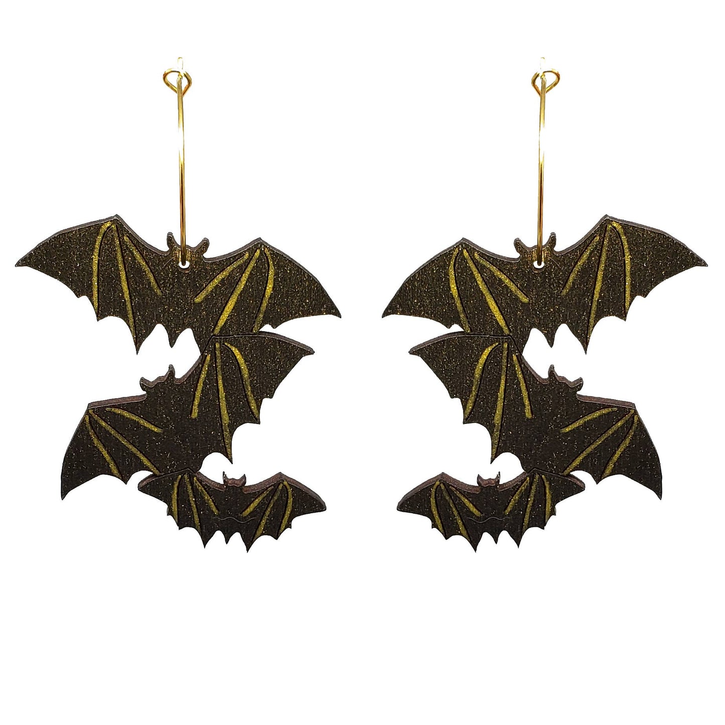 Shimmery Bat Hoop Earrings
