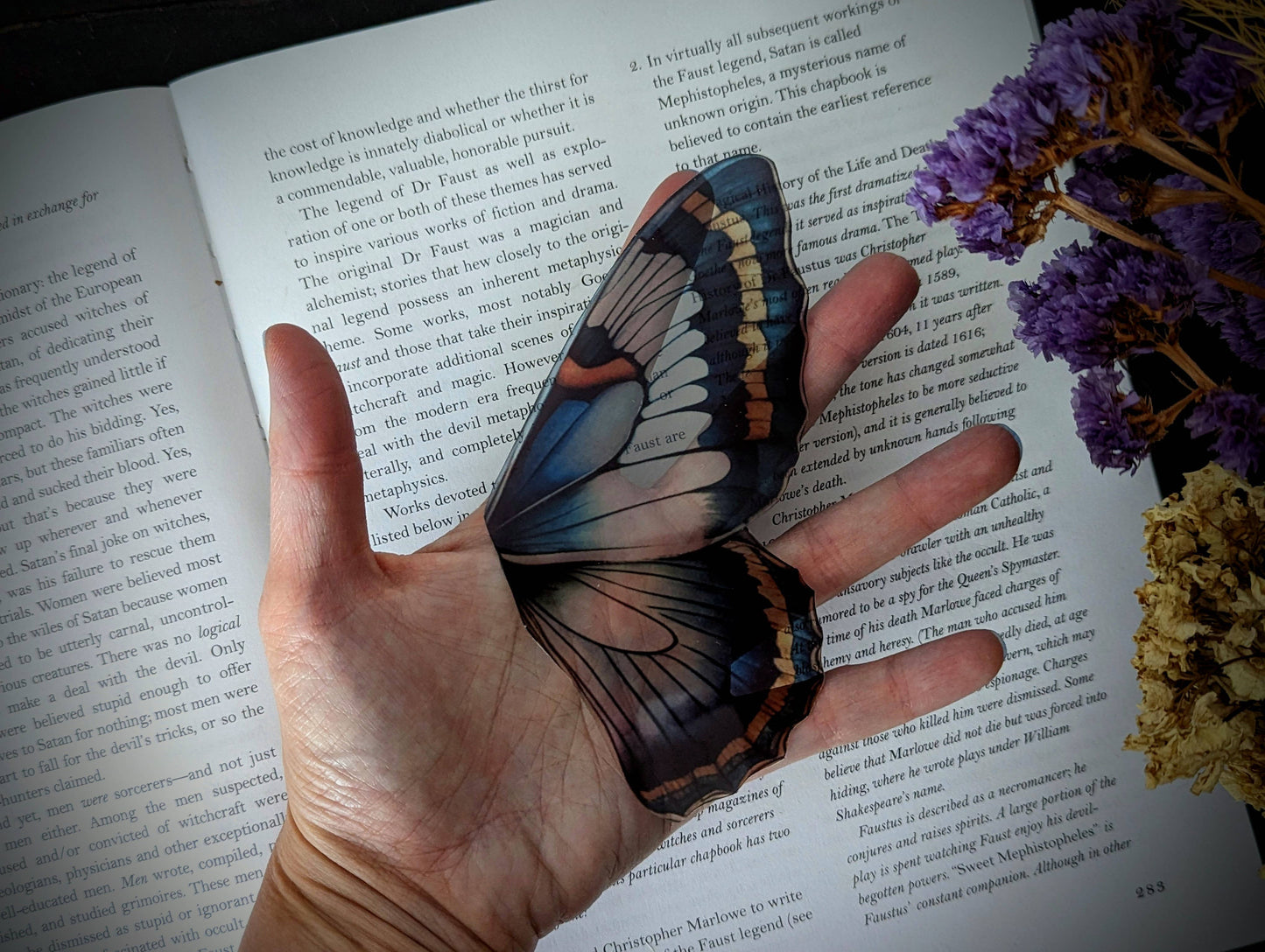 Clear Bookmark - Blue Purple Butterfly Wing Dark Academia