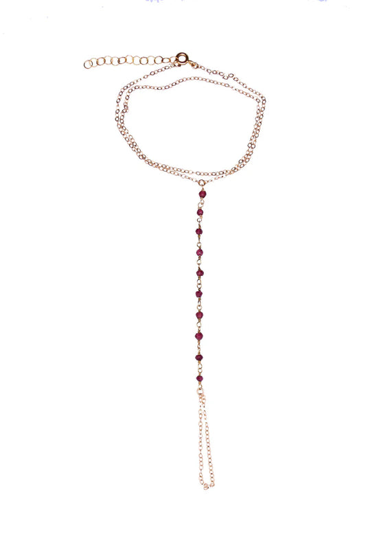 Red Garnet - Paula Hand Chain (Gold)