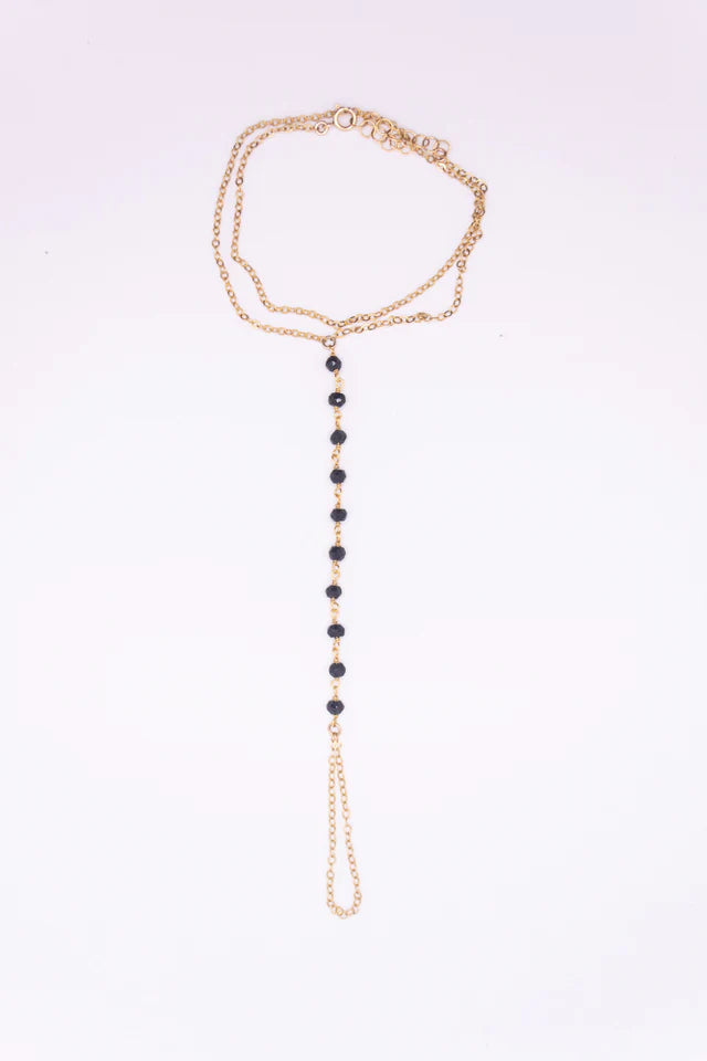 Paula Hand Chain (Gold/Black Spinel)