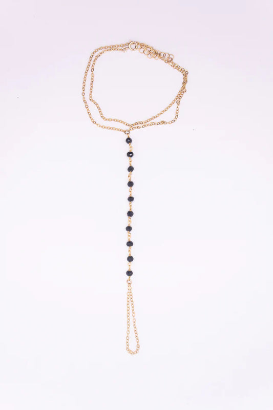 Paula Hand Chain (Gold/Black Spinel)