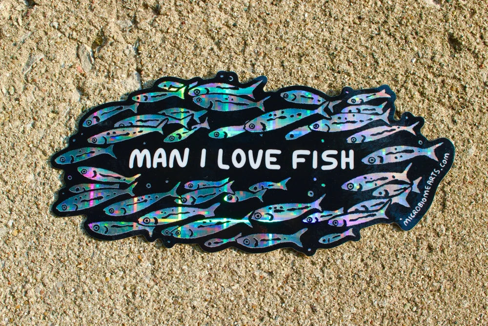 MAN I LOVE FISH Holographic Bumper Sticker