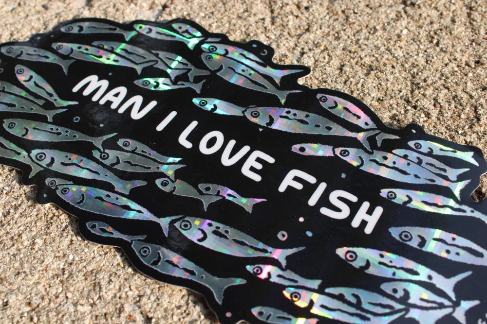 MAN I LOVE FISH Holographic Bumper Sticker
