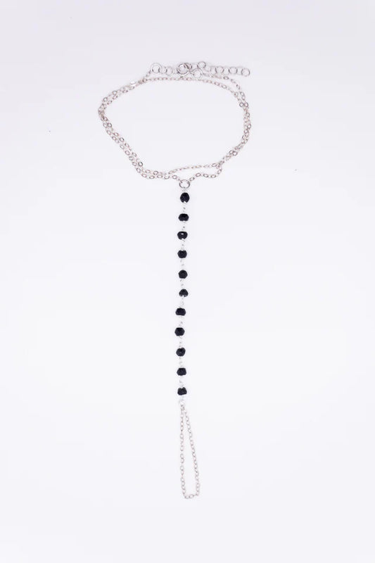 Paula Hand Chain (Silver/Black Spinel)