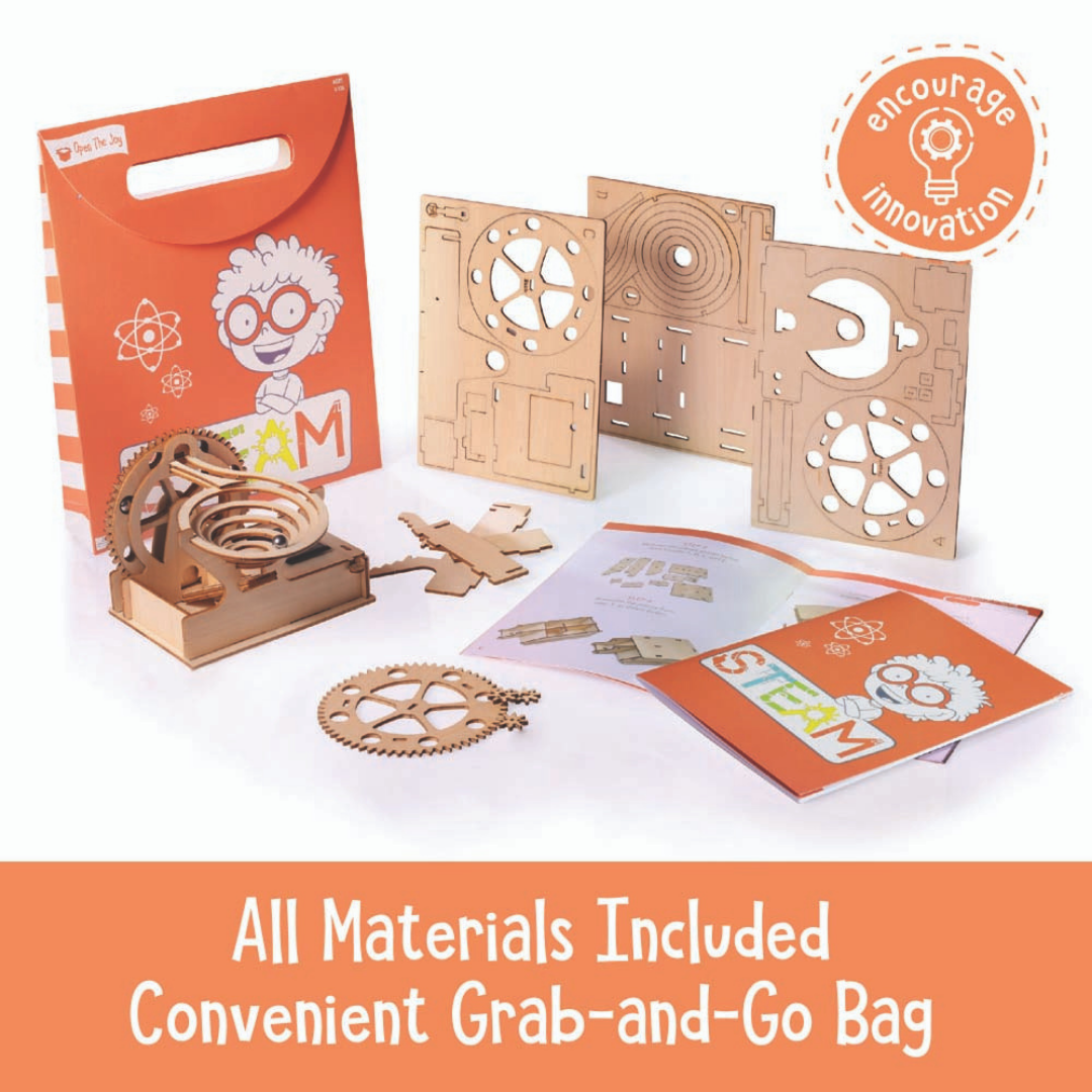 Product photo of what is included in the “STEAM Activity Bag: Encourage Innovation”.