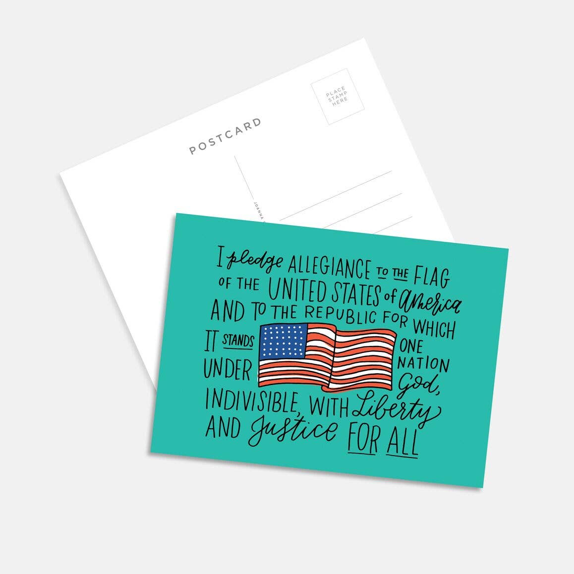 Front and back images of “Pledge of Allegiance” postcard.
