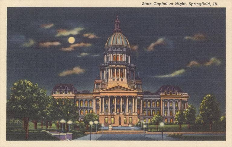 Springfield, Illinois State Capitol - Vintage Image Magnet