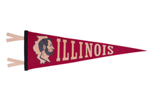 Load image into Gallery viewer, Image of the red Illinois Pennant, featuring Abraham Lincoln, on a white background.
