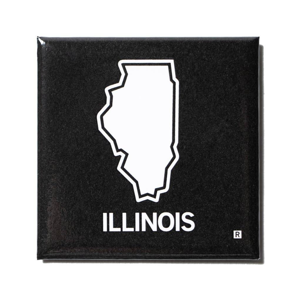 The black, metal Illinois Outline magnet.