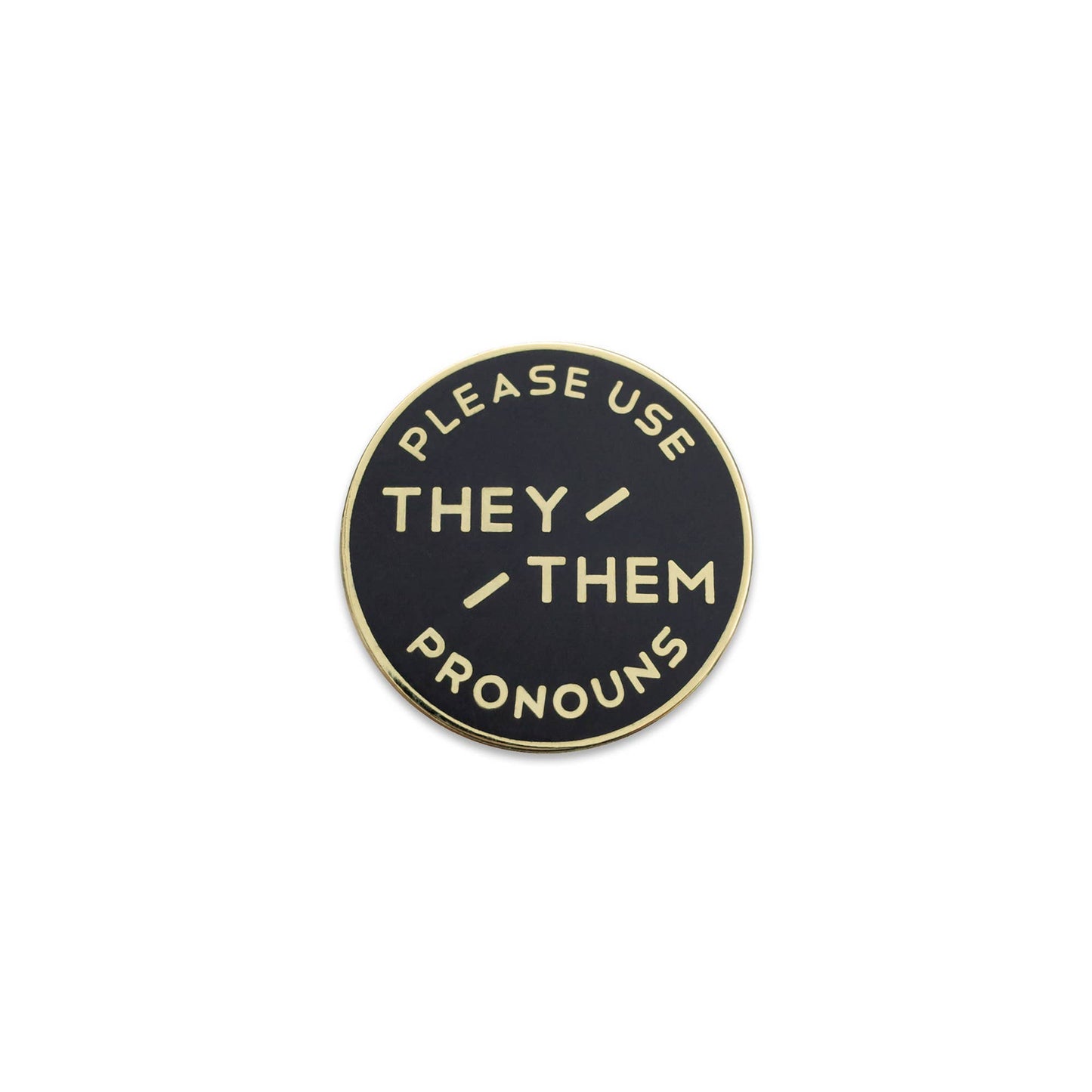 Black & Gold Enamel Pronoun Pin: They/Them