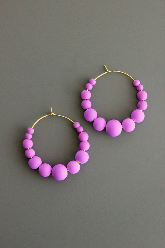 Purple Glass Hoop Earrings