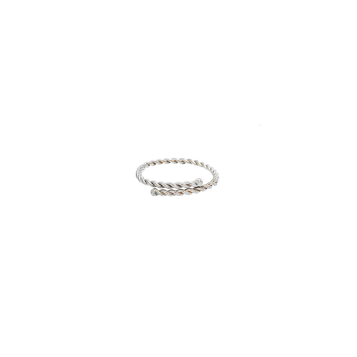Photo of the silver Twisted Stacking Ring, on a white background.