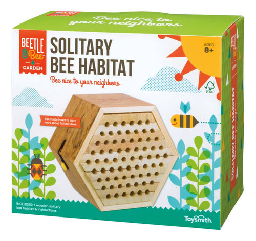 “Beetle & Bee Solitary Bee Habitat” in it’s box packaging.