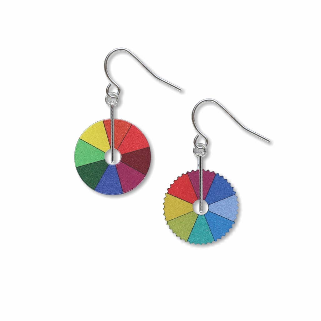 Image of Tiffany Color Wheels Earrings, on a white background.