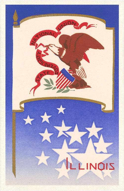 The Flag of Illinois vintage magnet.