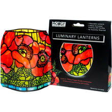 Load image into Gallery viewer, Image of the “Poppies” Luminary Lantern, next to it in its retail packaging.
