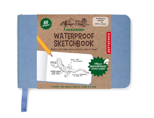 Image of the Huckleberry Waterproof Sketchbook, with retail cover, on a white background.