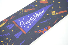 Load image into Gallery viewer, Close up image of the “Congratulations” greeting card design.
