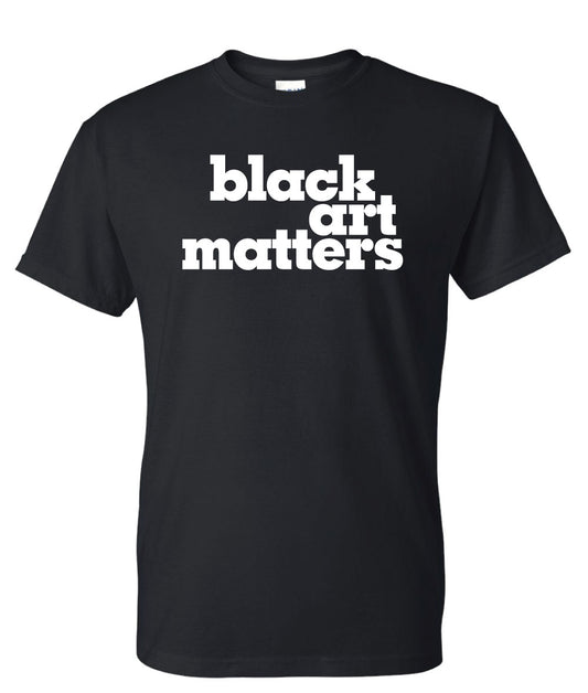 Black Art Matters tshirt in black with white letters.