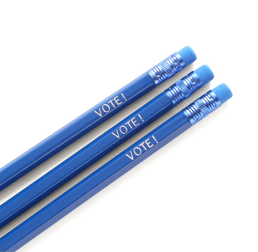 VOTE! Democratic Blue-Hot Foil Stamped Pencils