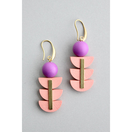 Pink and Purple Geometric Earrings