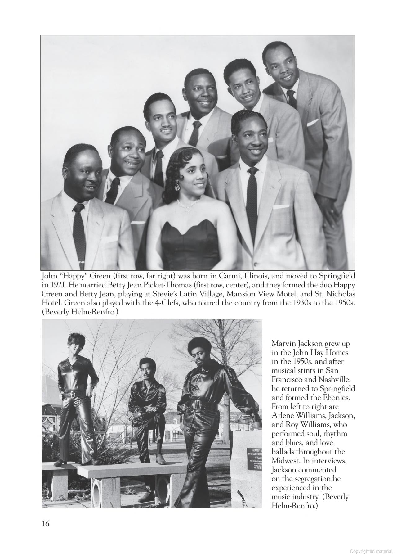 Page 16, a sample page from the book “African Americans in Springfield”.