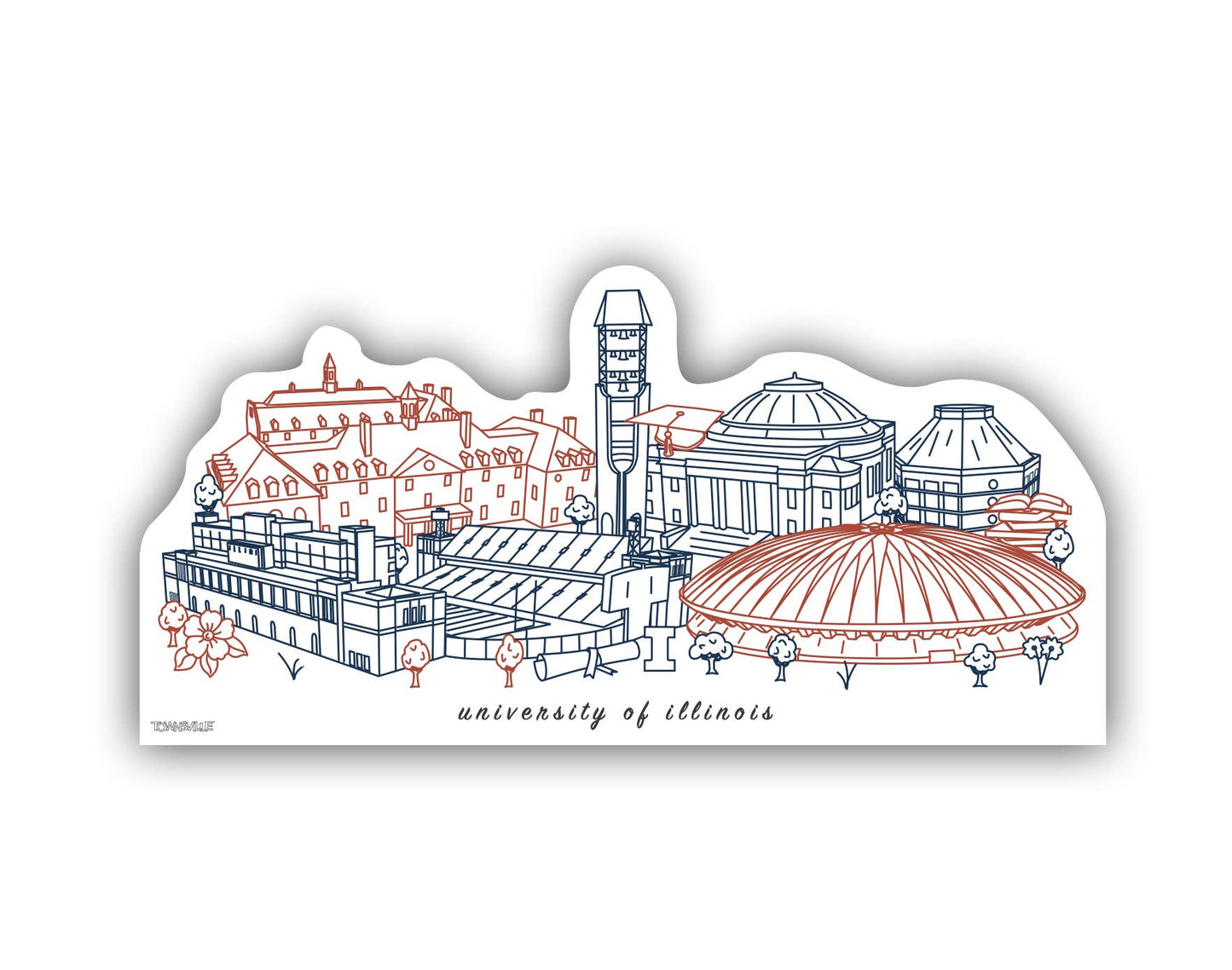 University of Illinois-Urbana Minimalist Sticker