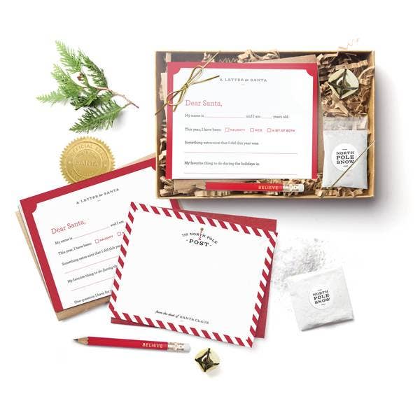 Styled image of Santa Letter Kit, showing included items.