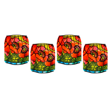 Load image into Gallery viewer, Photo of the four “Poppies” Luminary Lanterns that come in each pack.
