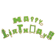 Load image into Gallery viewer, Wooden pieces from Happy Birthday greeting card.
