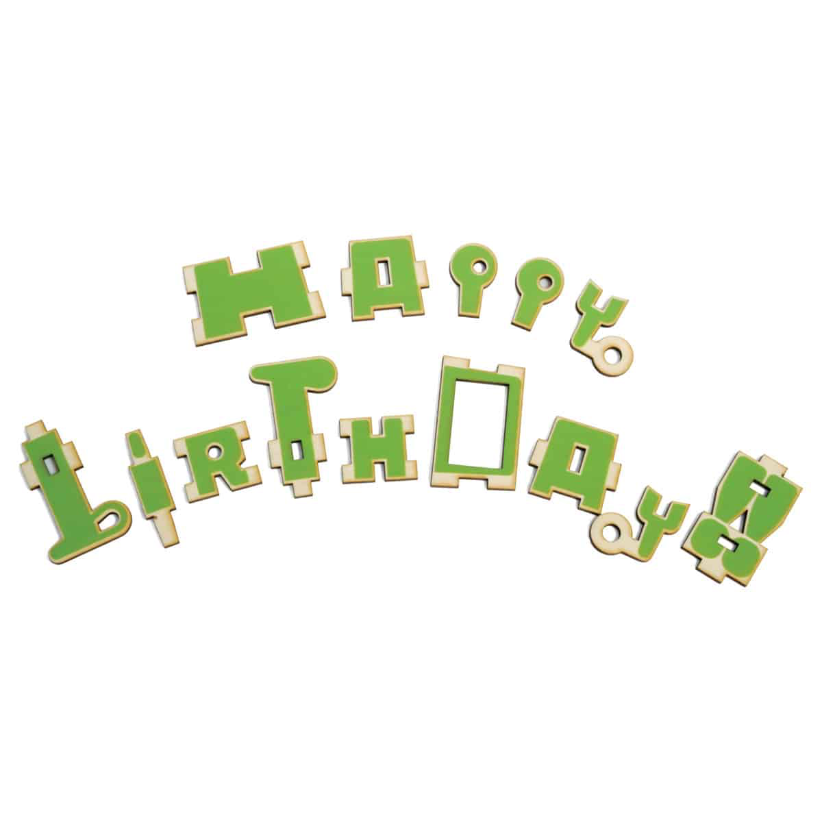 Wooden pieces from Happy Birthday greeting card.