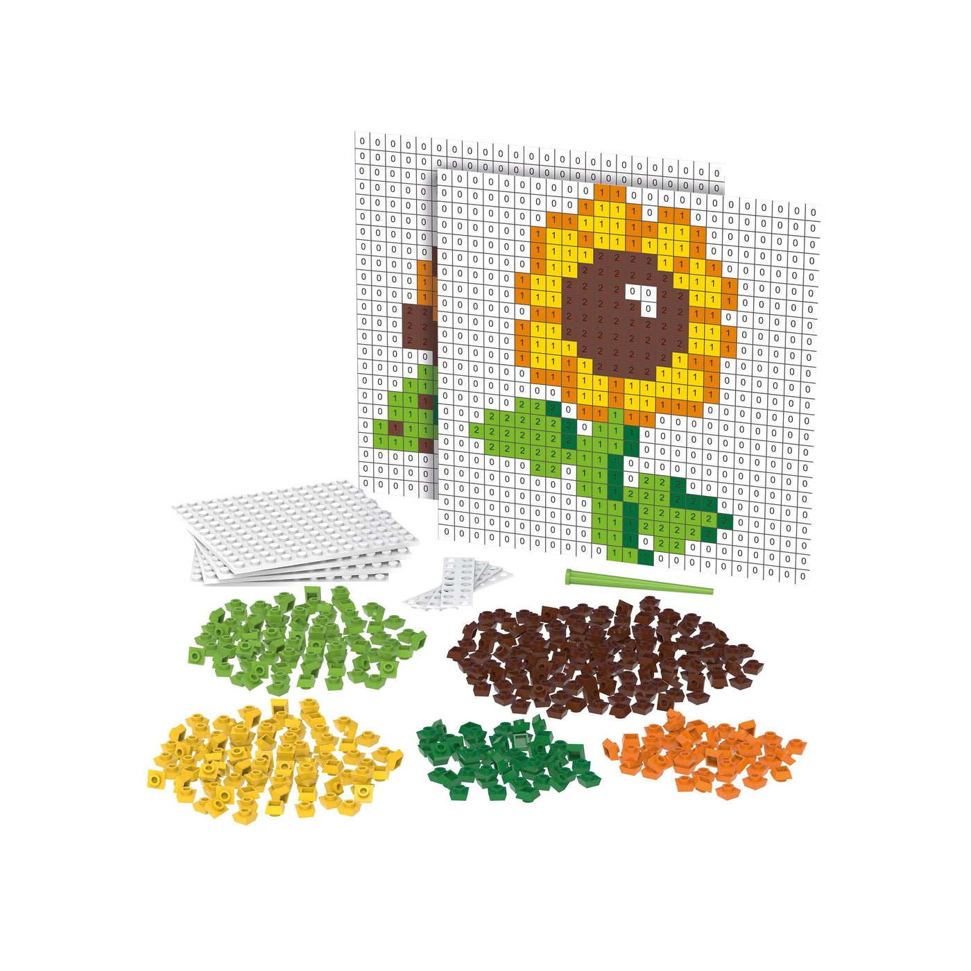 Image of what is included in the “Turtle and Sunflower” Pixel & Create kit.