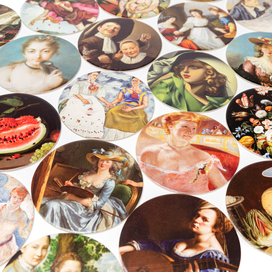 Image of the “20 Women in Art” Memory Game retail pieces.