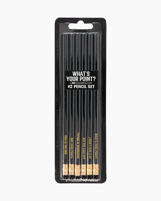 The What’s Your Point? Pencil Set in its retail packaging.