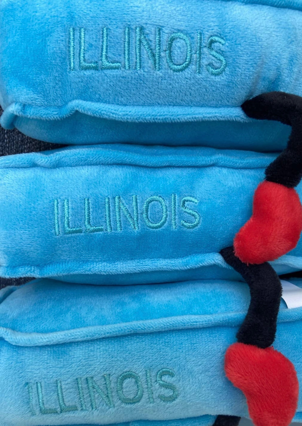 Image of three stacked Illinois Stuffed States.
