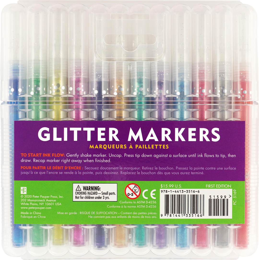 Back view of the STUDIO SERIES Glitter Marker Set packaging.