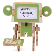 Load image into Gallery viewer, Back image from “PLAY-DECO Wooden Greeting Card” reading Happy Birthday.

