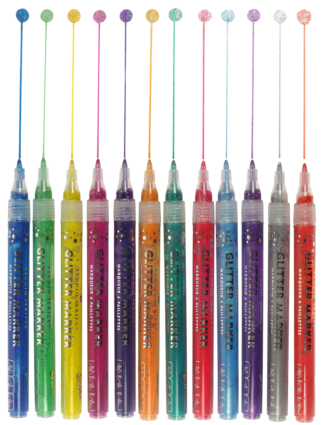 Sample lines drawn with the STUDIO SERIES Glitter Marker Set.