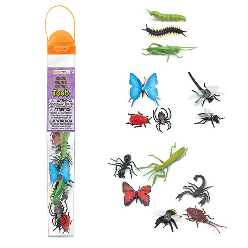 Image of the “Insects” TOOB in its packaging, next to the figures included in the set.