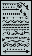 Load image into Gallery viewer, Sample stencils from Essentials Dotted Journal Stencil Set
