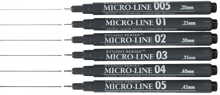 Load image into Gallery viewer, Image of sample lines from the pens included in the Studio Series Microline Pen Set.
