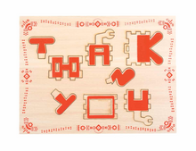 Load image into Gallery viewer, Image of perforated wooden Thank You greeting card.
