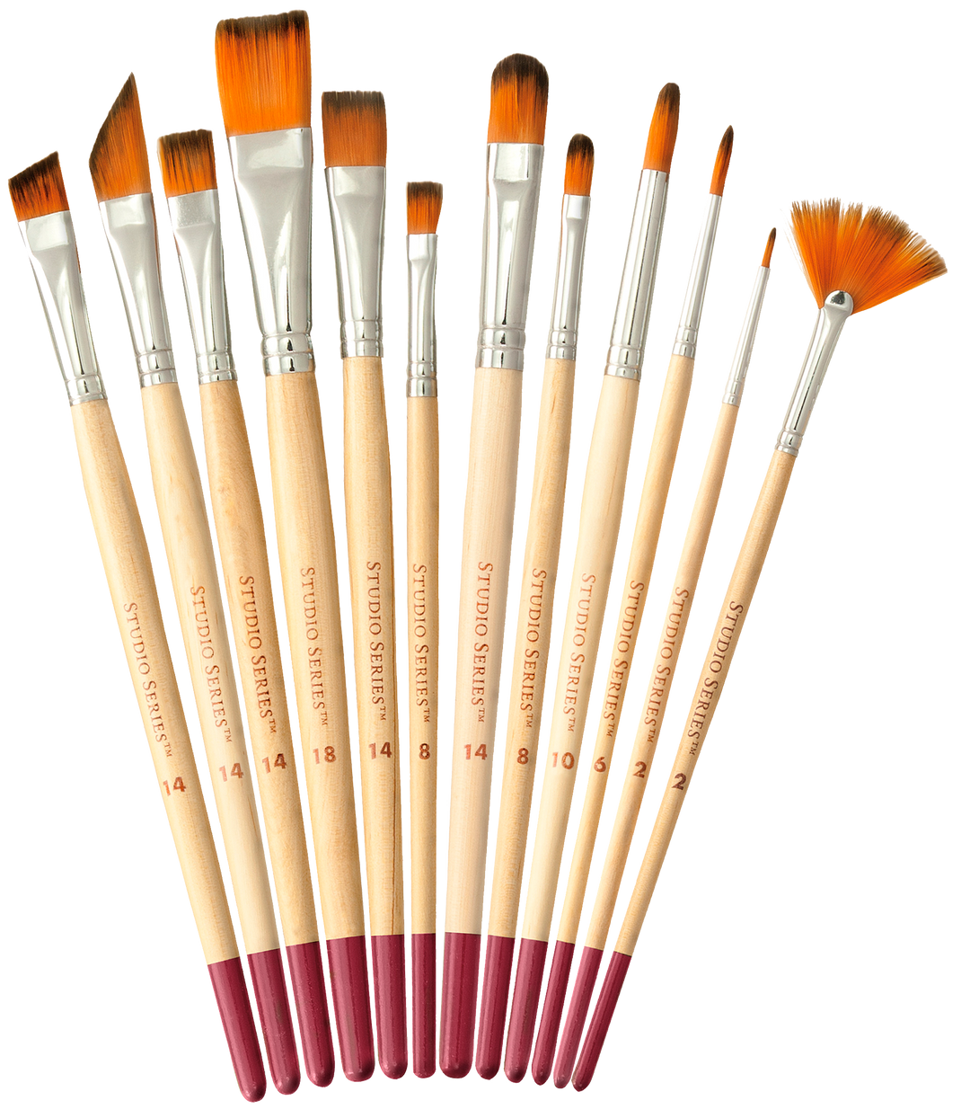 Image of the brushes included in the Studio Series Artist's Brush Set.