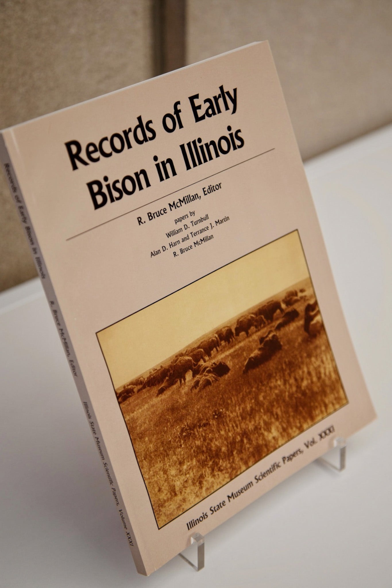 An angled view of “Records of Early Bison in Illinois”.