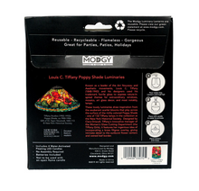 Load image into Gallery viewer, Image of the back of the “Poppies” Luminary Lantern in its packaging.
