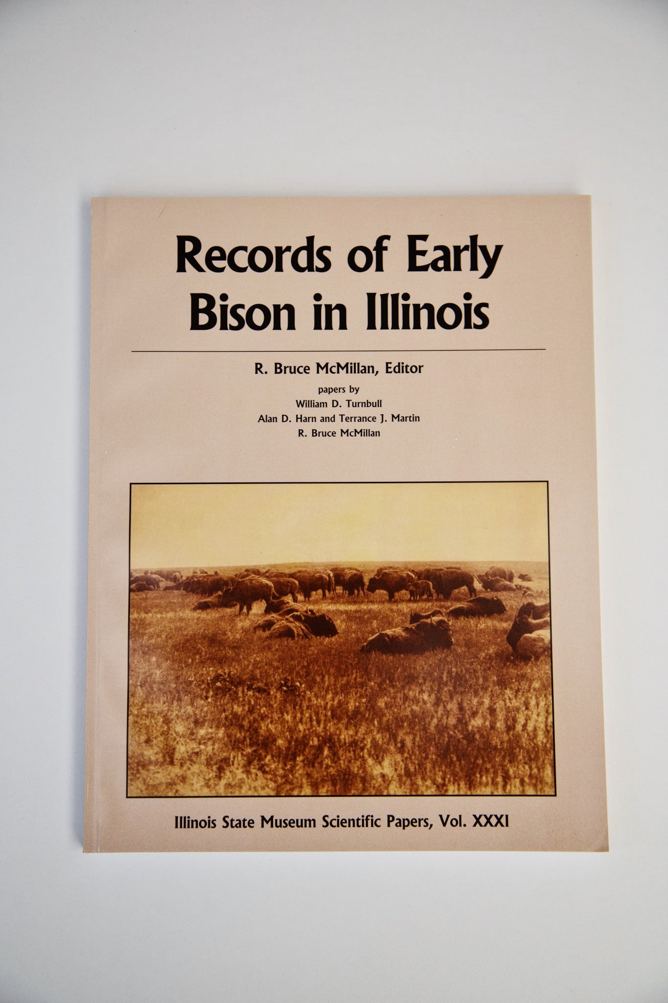The cover photo of the book “Records of Early Bison in Illinois”.