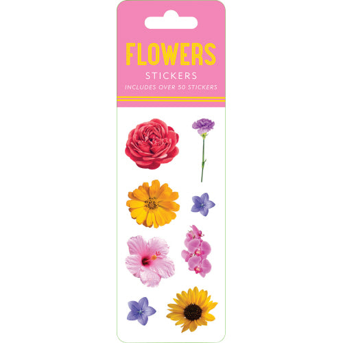 Photo of the Flowers Sticker Set, in its packaging, on a white background.