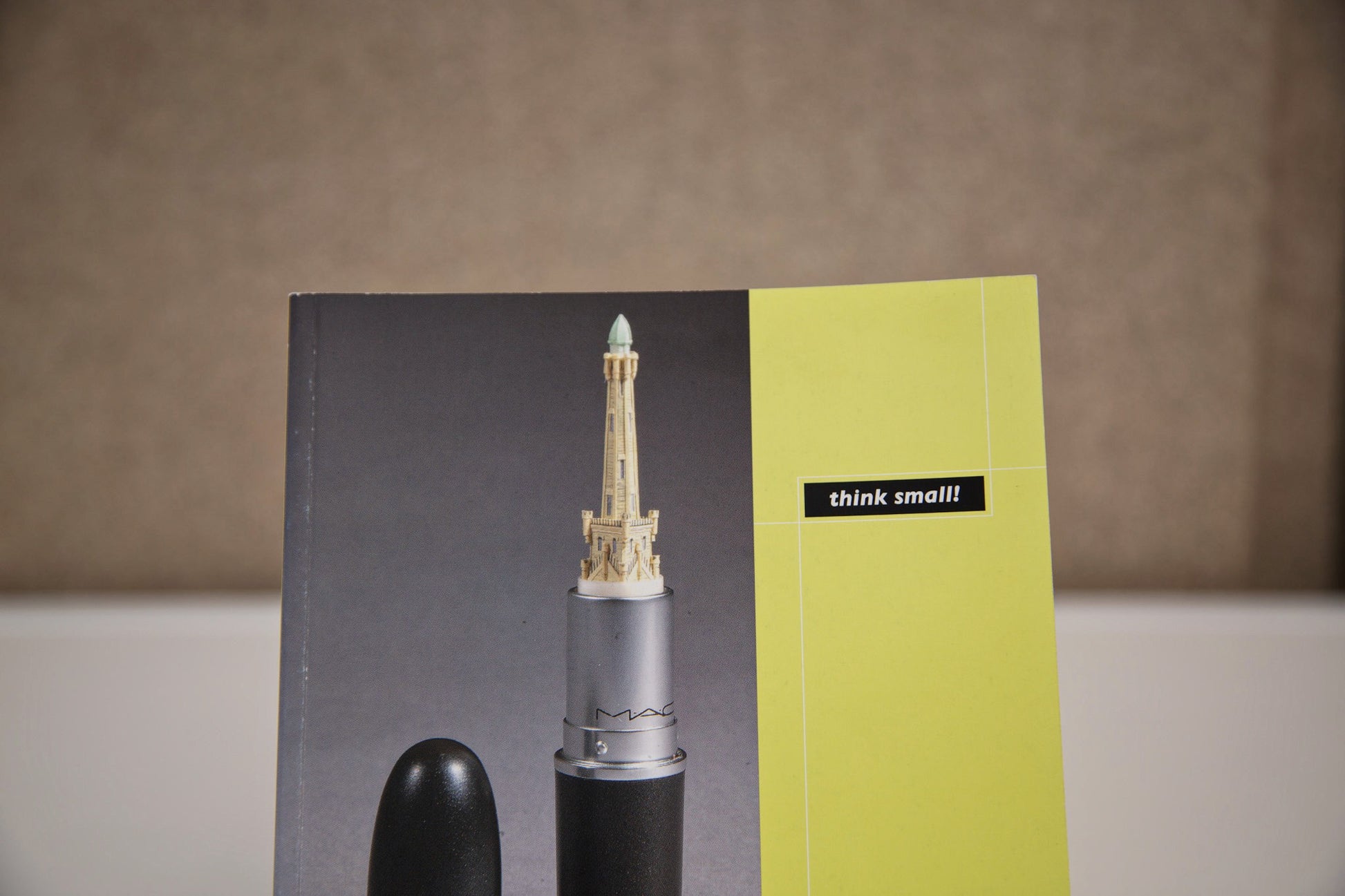 Close up image of the book “Think Small!”