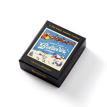 Load image into Gallery viewer, Angled photo of Don’t Stop Believin’ Santa and reindeer themed puzzle box.
