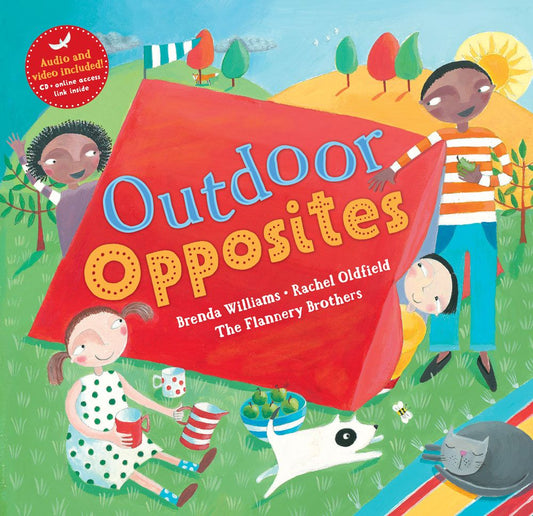 “Outdoor Opposites” kids book cover.